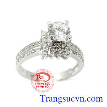 Nhẫn vàng trắng 18k nhập