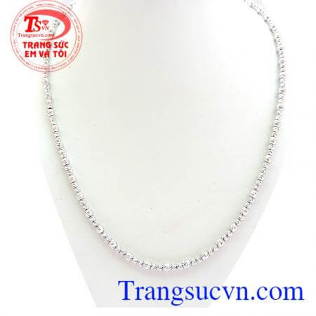 Dây vàng trắng 10k Italy nữ, dây chuyền nữ thiết kế viên bi vàng trắng 41.7% nhập khẩu nguyên chiếc từ Italy, kiểu dáng độc đáo, chế tác tinh xảo