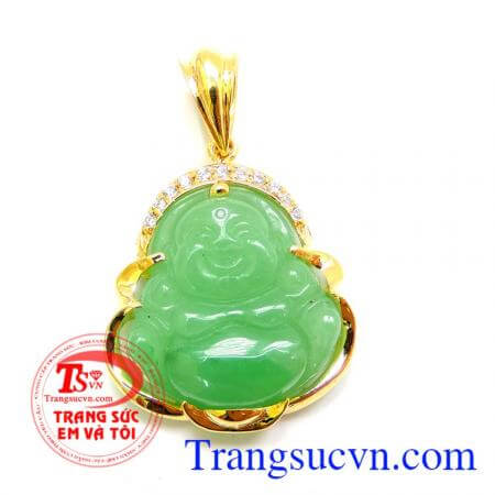 Mặt dây vàng phật di lặc cẩm thạch