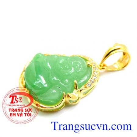 Mặt dây vàng phật di lặc cẩm thạch