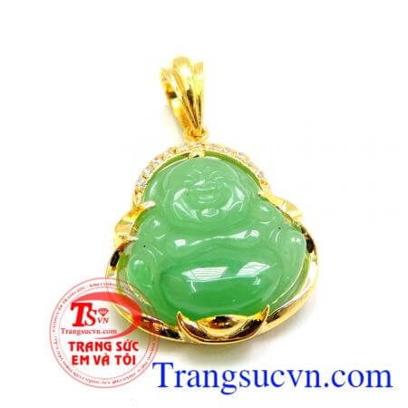 Mặt dây vàng phật di lặc cẩm thạch