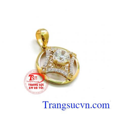 Mặt dây vàng 10k đá quý tinh tế