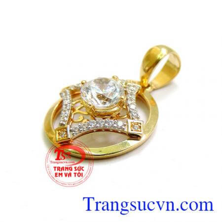Mặt dây vàng 10k đá quý tinh tế