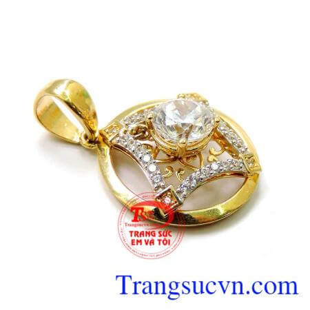 Mặt dây vàng 10k đá quý tinh tế