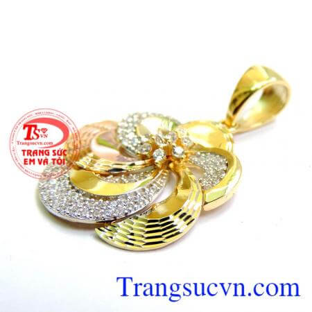 Mặt dây chuyền vàng 2 màu may mắn