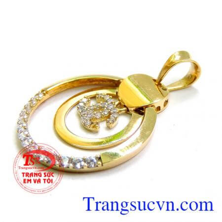 Mặt nữ chanel 18k, mặt dây chuyền vàng 18k thiết kế kiểu dáng Korea thời trang cho phái nữ