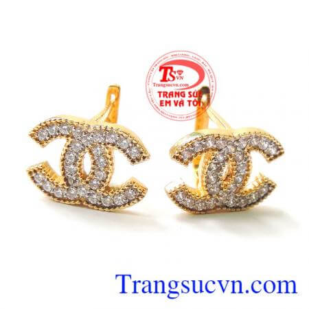 Hoa tai vàng 18k chanel