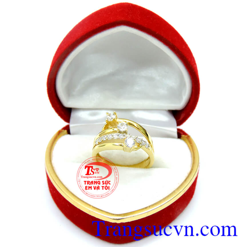 Nhẫn nữ vàng tây 18k hàng korea thiết kế kiểu dáng Korea sang trọng quý phái. Nhẫn nữ đá quý 18k korea