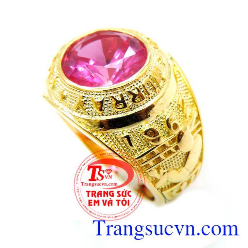 Nhẫn nam mỹ vàng 10k đá đỏ
