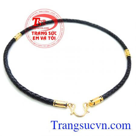 Dây da bọc vàng 14k móc M