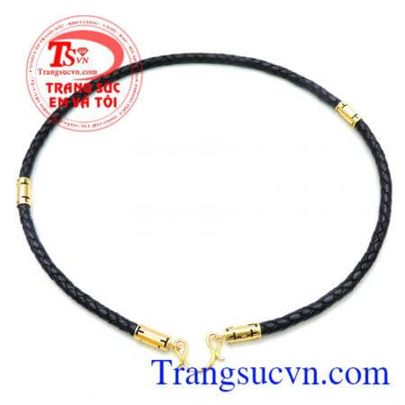 Dây da bọc vàng 14k móc M