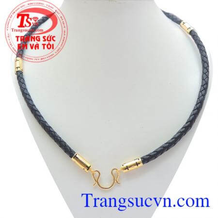 Dây da bọc vàng 14k móc M