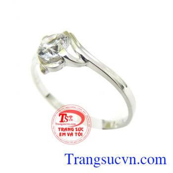 Nhẫn nữ vàng trắng 18k 750 màu sắc bền đẹp,sáng. Nhẫn 18k vàng trắng