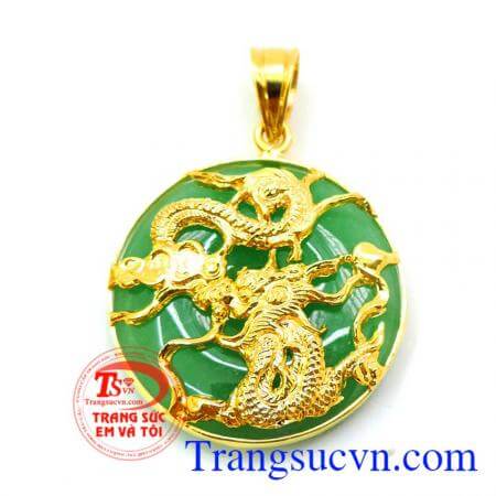 Mặt dây chuyền rồng ngọc Chiếc Mặt xu ngoc rồng vàng, phù hợp đo cùng dây cao su bọc vàng,Mặt dây chuyền rồng ngọc