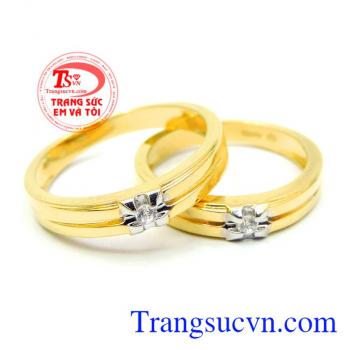 Nhẫn cưới vàng 18k hạnh phúc