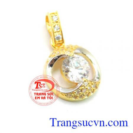 Mặt vàng đá tròn tâm mặt dây chuyền sáng bóng Uy tín về chất lượng vàng,