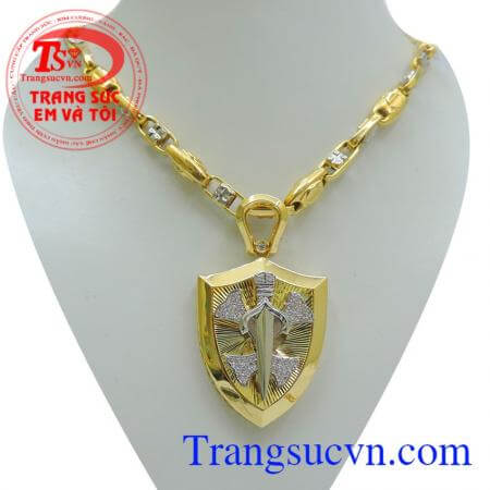 Bán Bộ trang sức vàng đẹp nam đẳng cấp và sang trọng,gồm mặt dây chuyền vàng kiên kiếm + Dây chuyền vàng nam tính và tinh tế đẳng cấp.