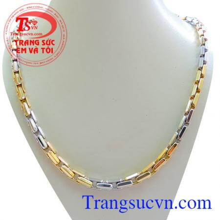 Dây chuyền vàng 18k italy To dây vàng hai màu vàng trắng và vàng vàng dây được đánh đặc đeo đậm cổ