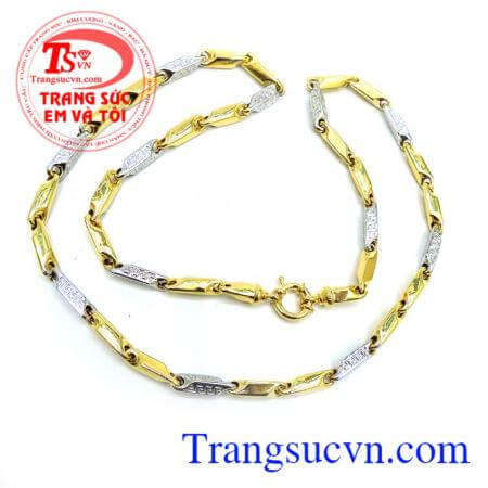 Dây chuyền vàng hai màu 10k Sản phẩm dây chuyền vàng đeo hợp thời trang