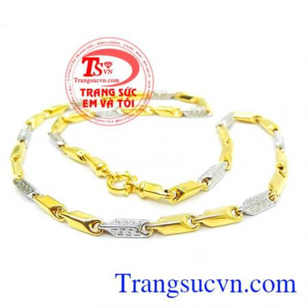 Dây chuyền vàng hai màu 10k Sản phẩm dây chuyền vàng đeo hợp thời trang
