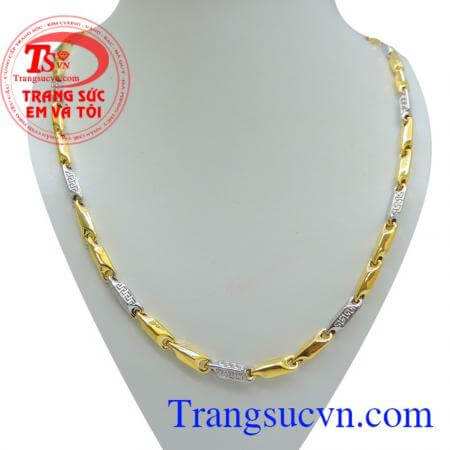 Dây chuyền vàng hai màu 10k Sản phẩm dây chuyền vàng đeo hợp thời trang