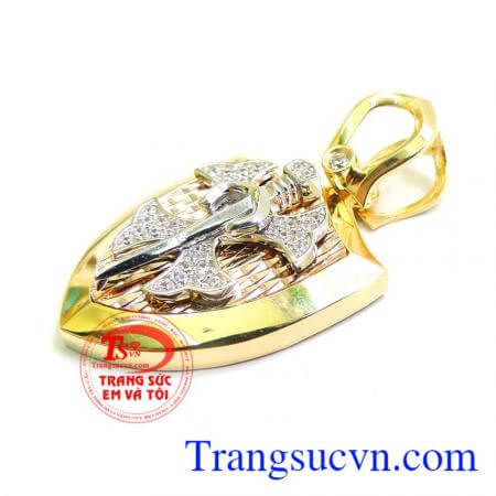mặt dây vàng nam, bảo hành 1 năm, giao mặt dây chuyền vàng toàn quốc, Mặt dây vàng 18k may mắn