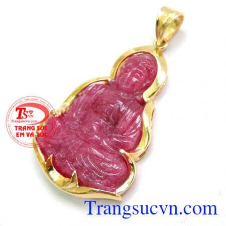 Mặt phật Adida màu đỏ ruby chất lượng vàng và đá quý đảm bảo chất lượng, bảo hành 1 năm.