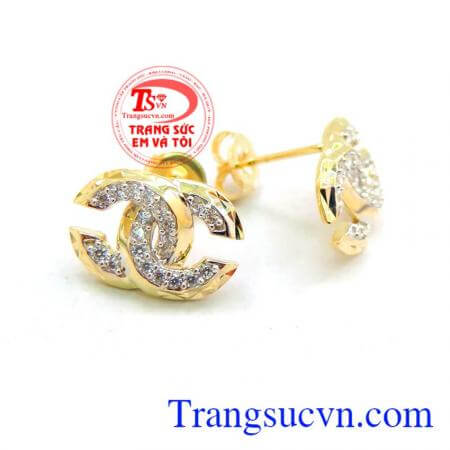 Đôi Hoa tai vàng Chanel logo Hoa tai vàng chất lượng đảm bảo và uy tín,