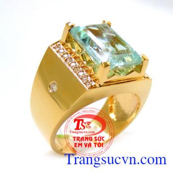 Nhẫn nam vàng Aquamarine