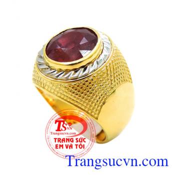 Nhẫn nam vàng 14k đá ruby