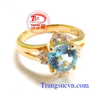 Nhẫn vàng 14k gắn đá Topaz thiên nhiên, mang lại may mắn và hộ mệnh, Nhẫn nữ vàng tây dành cho phái đẹp