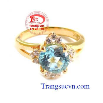 Nhẫn vàng nữ đá Topaz phù hợp với người mệnh Thủy và Tương sinh cho người mệnh Mộc