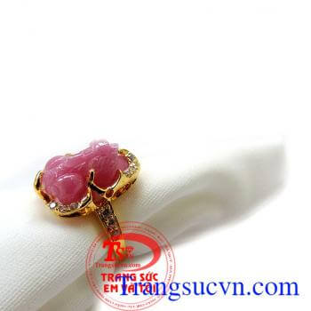 Nhẫn nữ vàng tây dành cho phái đẹp,Nhẫn vàng tỳ hưu ruby bảo hành 12 tháng, Giao toàn quốc Nhẫn vàng tỳ hưu ruby