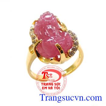 Nhẫn tỳ hưu ruby vàng 18k,Nhẫn vàng màu tinh tế gắn tỳ hưu đá thiên nhiên,Nhẫn tỳ hưu ruby vàng 18k mang lại may mắn và hộ mệnh, Nhẫn tỳ hưu ruby vàng 18k Nhẫn nữ vàng tây dành cho phái đẹp.