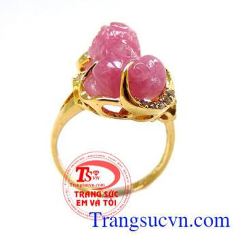 Nhẫn tỳ hưu vàng 18k ruby Bảo hành 1 năm, Thanh toán an toàn.