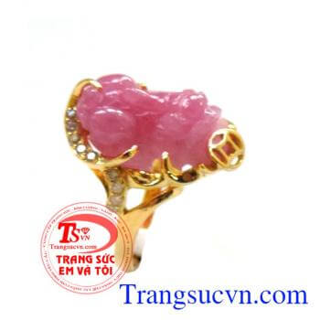 Nhẫn tỳ hưu vàng 18k ruby thiên nhiên có giấy kiểm định đá quý và vàng,Nhẫn tỳ hưu vàng 18k ruby đẹp