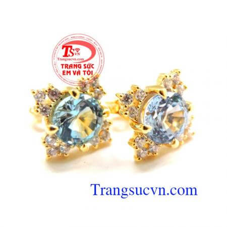 Hoa tai vàng đá Topaz đẹp