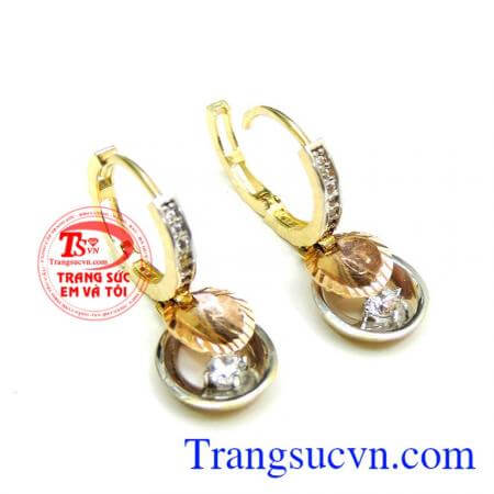 Hoa tai nữ vàng hồng bảo hành 6 tháng.