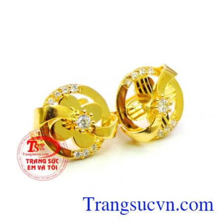 Đôi hoa tai vàng nữ nét duyên, Bảo hành 6 tháng, Món quà dành cho phái đẹp.