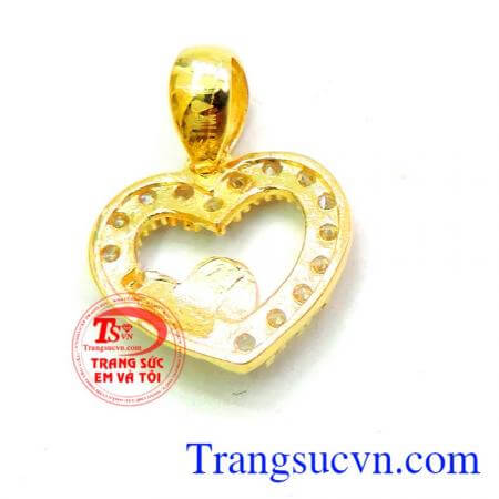 Mặt dây vàng tây đá trái tim