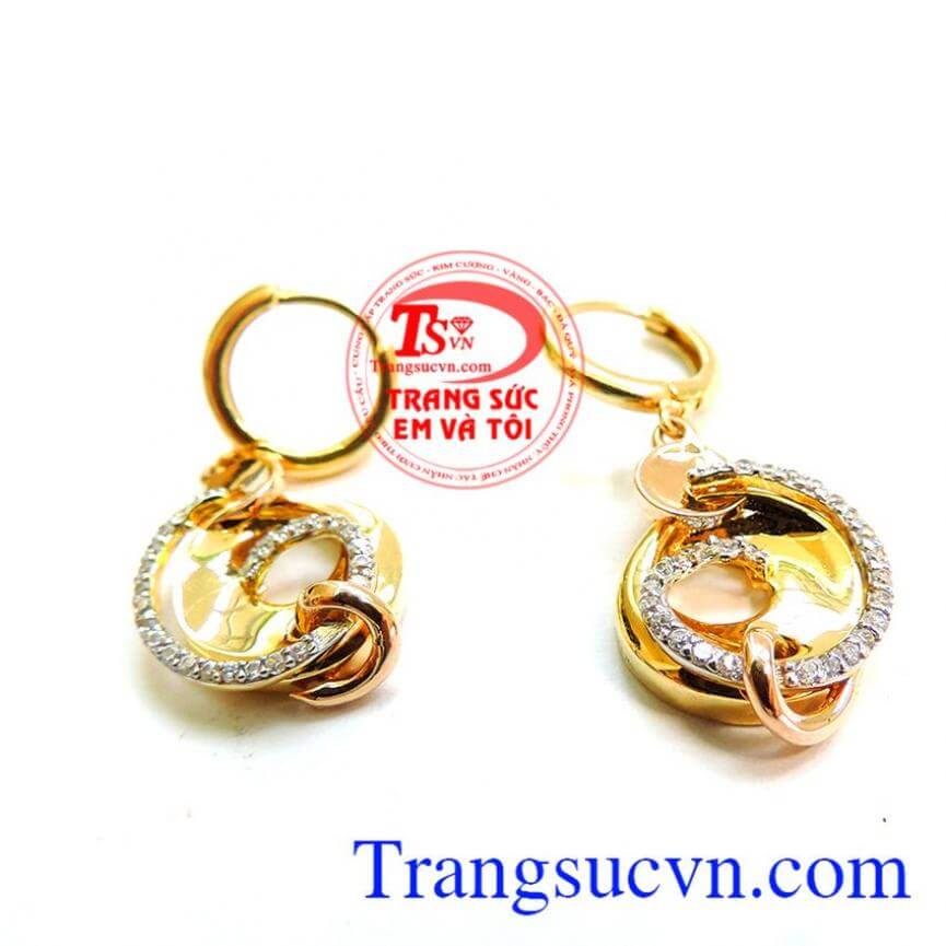 Hoa tai vàng 18k ý
