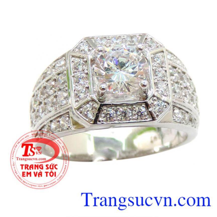 Nhẫn vàng trắng nam khí chất