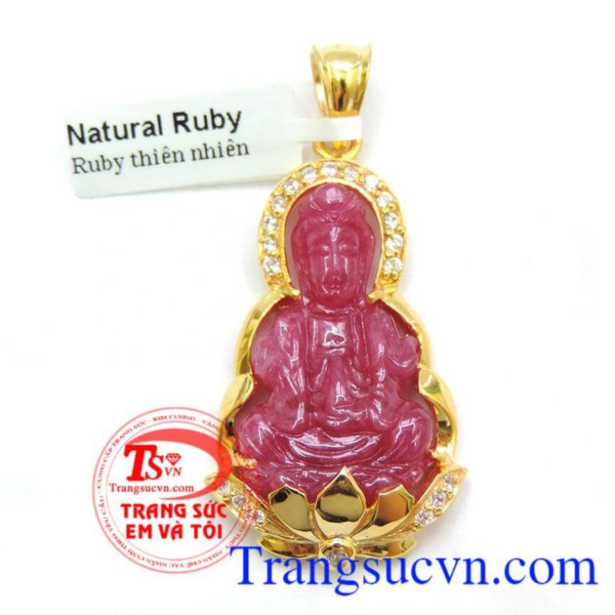 Mặt Phật ruby bọc vàng