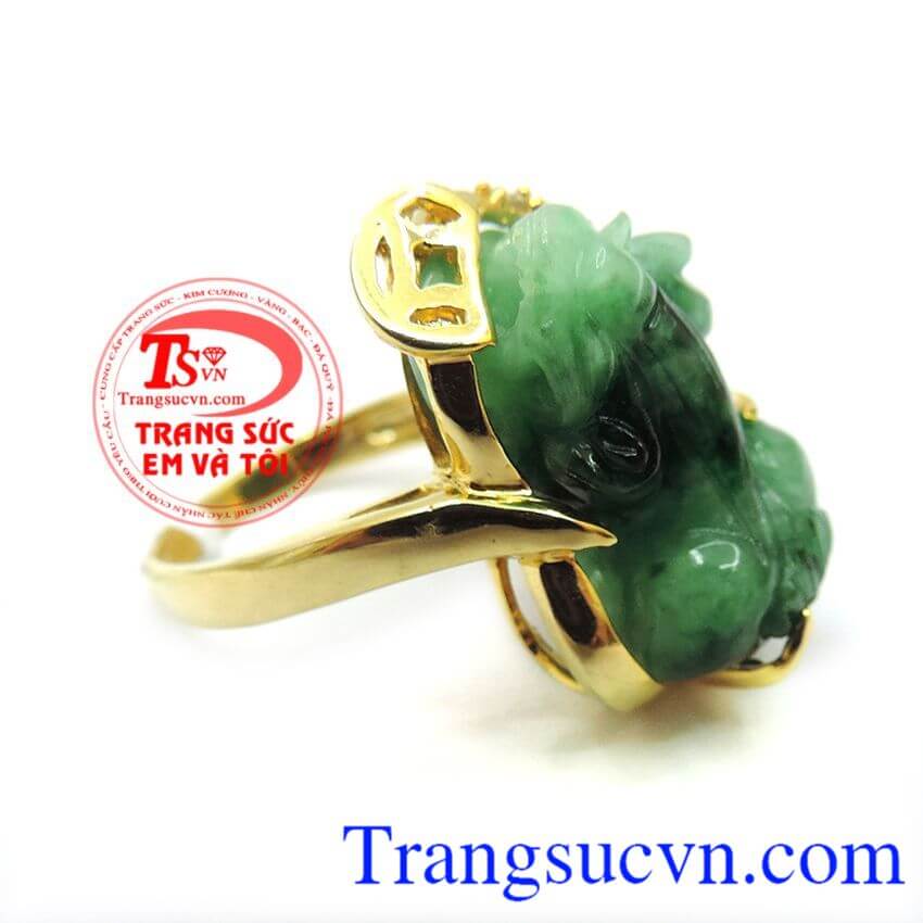 Chiếc Nhẫn vàng Tỳ hưu Ngọc,Khách hàng ưa chuộng sản phẩm nhẫn nữ vàng tây bền đẹp