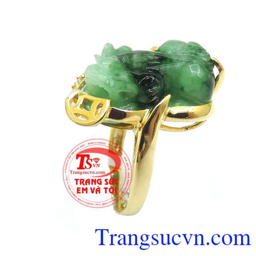 Chiếc Nhẫn vàng Tỳ hưu Ngọc,Khách hàng ưa chuộng sản phẩm nhẫn nữ vàng tây bền đẹp