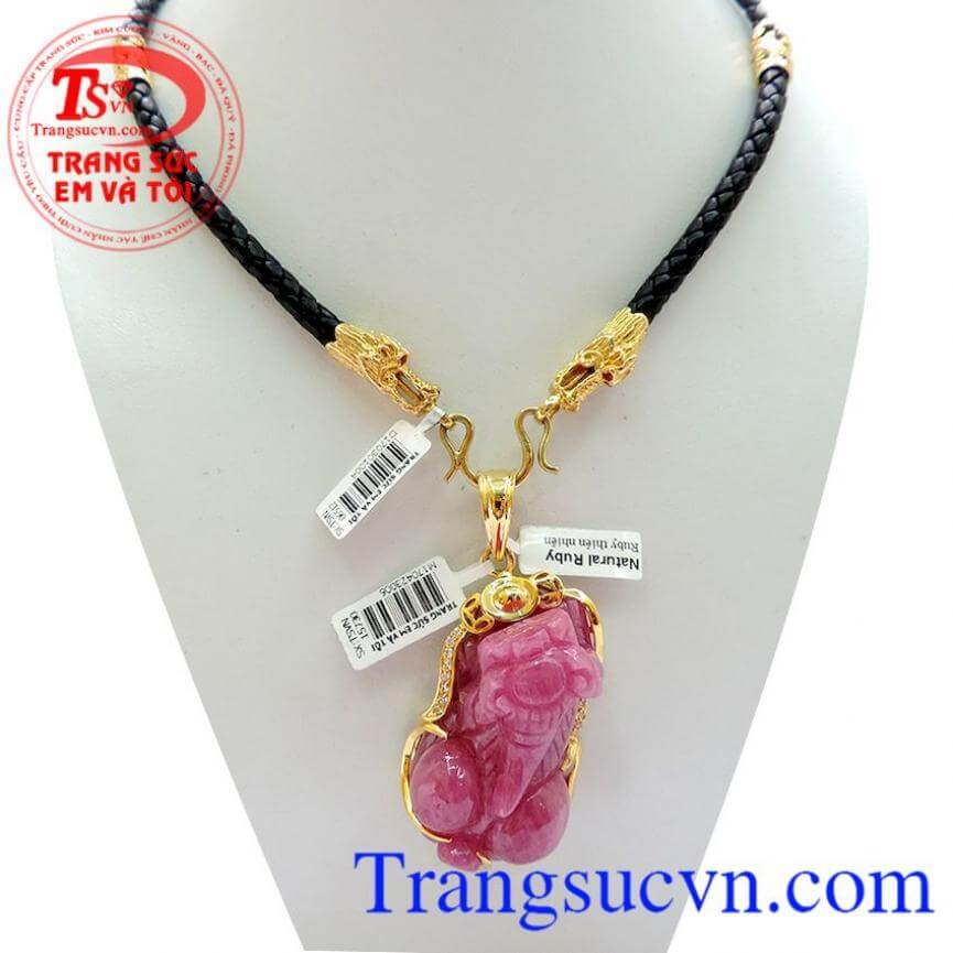Bộ Mặt Tỳ hưu Ruby vàng 18k