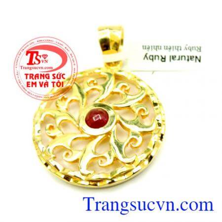 Mặt trời vàng ruby thông thái có giấy kiểm định đá quý và vàng kèm theo