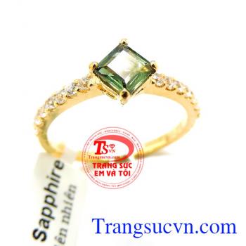 Nhẫn nữ Sapphire Chuối sức mạnh và may mắn trong công việc và sự nghiệp,nhẫn nữ đá quý Sapphire chuối đá may mắn cho công danh
