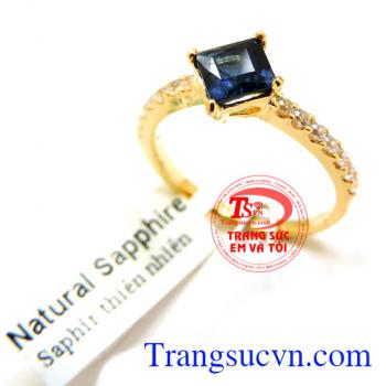 Nhẫn nữ sapphire lam tài lộc chất lượng vàng đảm bảo uy tín,Nhẫn nữ sapphire lam tài lộc có giấy kiểm định vàng và đá quý kèm theo sản phẩm