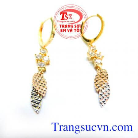 Đôi hoa tai nữ vàng 18k đẹp chất lượng món quà dành cho nữ, bảo hành 1 năm.